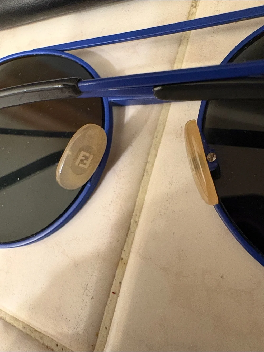 Fendi Blue and Silver Round Metal Sunglasses